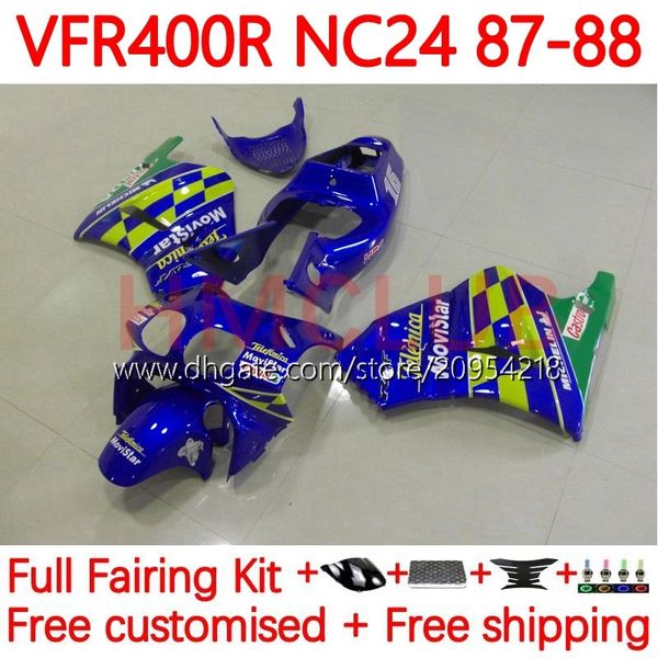 Kit corpo per HONDA RVF400R VFR400 R NC24 V4 VFR400R 87-88 Carrozzeria 132No.14 RVF VFR 400 RVF400 R 400RR 87 88 VFR400RR VFR 400R 1987 1988 Carenatura moto movistar blu