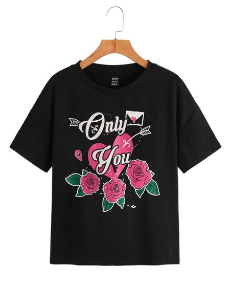 

slogan and floral print o0hm#, White