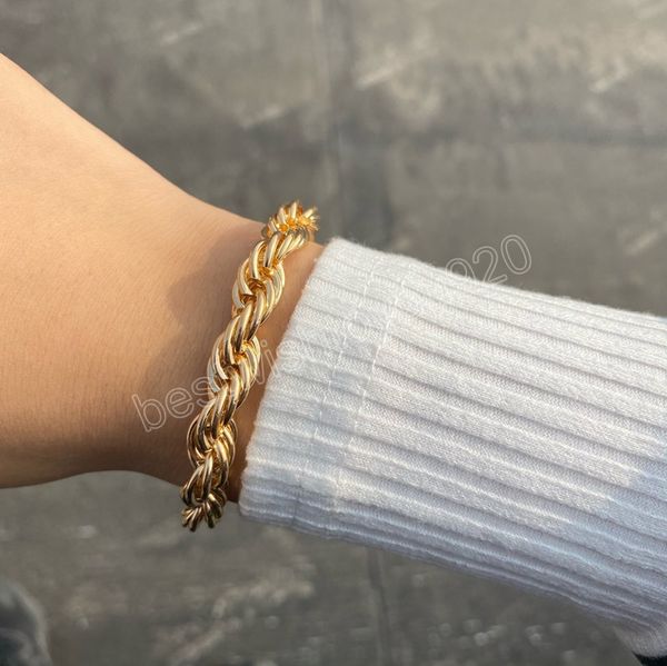 

boho metal twist chains bracelet women's retro fashion simple charm men's rope chain bracelets girl bangle jewelry gift, Golden;silver