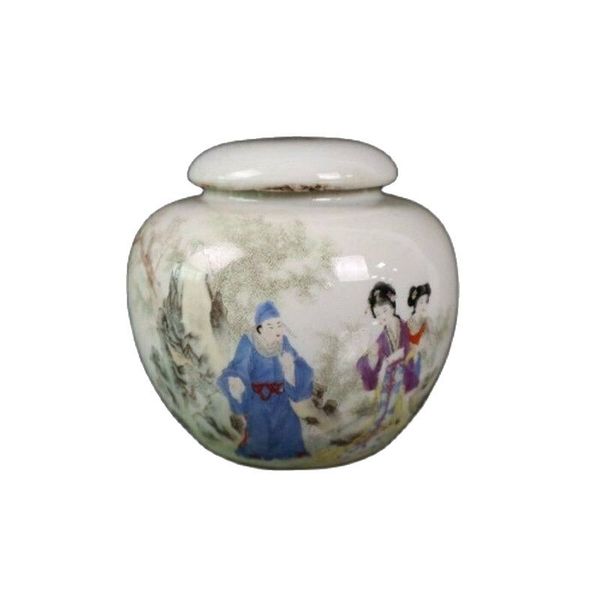 

chinese old porcelain pastel figure pattern orb pearl altar storage pot, Silver