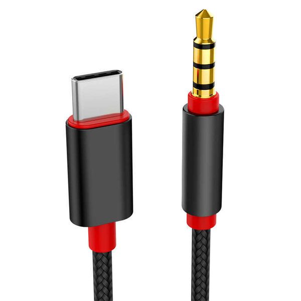 Cabo Audio AUX do tipo USB Tipo C a 3,5 mm para Samsung S20 S10 Linha de arame do fone de ouvido do carro 3.5 Jack Aux Usbc Audio Cord de áudio
