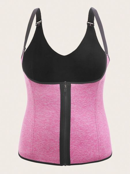 

plus space dye zip front underbust corset t2rw#, Black;white