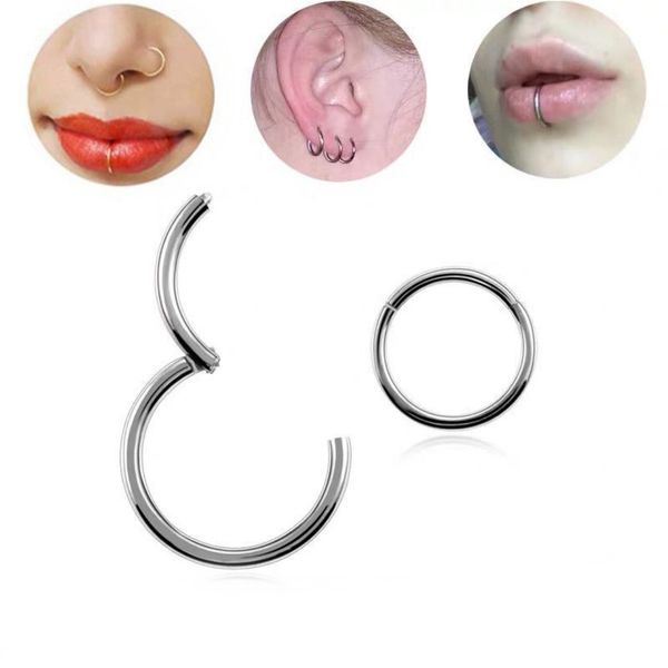 

nose pierce hoop ring stainless steel for women men black, Silver
