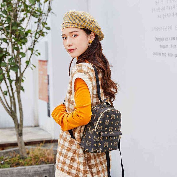 

school bags pu woman's backpack mini bag printed coin purse mobile phone 220802