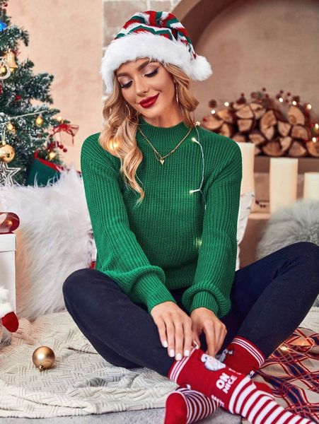 

mock neck drop shoulder sweater x0em#, White;black