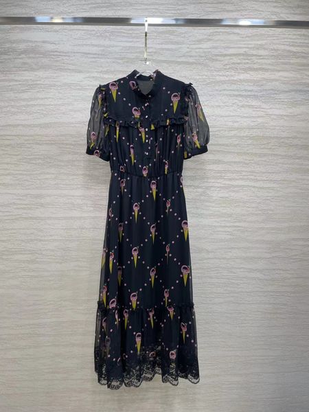 

milan runway dress 2022 autumn stand collar short sleeve fashion designer dresses brand same style dress 0706-04, Black;pink