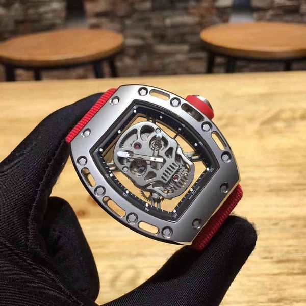 

watches wristwatch designer 2022 skull richa milles rm052 mens automatic mechanical watch hollowed out personalized luminous tape large wate, Slivery;brown