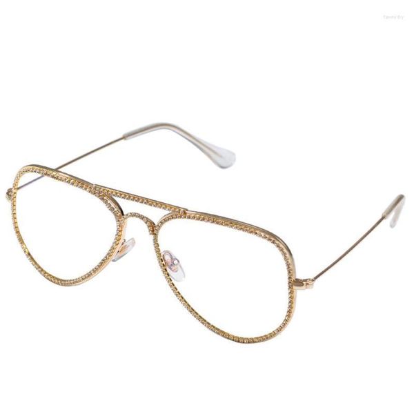 Bağlantı zinciri hip hop cz taş asfalt bling buzlu gözlükler erkekler için kadınlar mücevher altın renk damlası fawn22