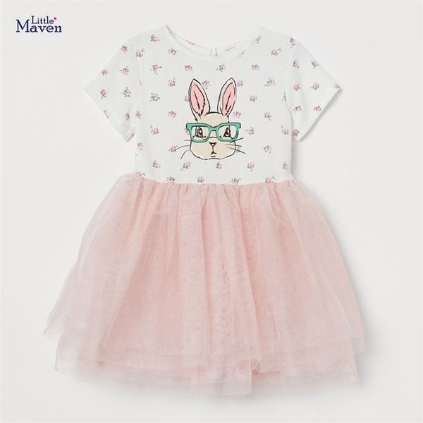 

little maven short sleeves rabbit dress causal lovely cotton mesh clothes baby girls pretty and comfort for kids 2 to 7 220712, Red;yellow