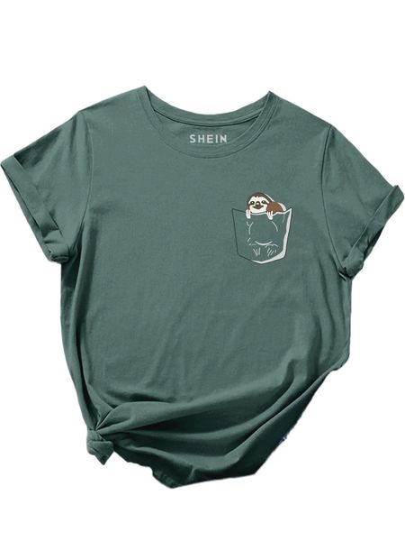 

cartoon graphic round neck tee b3kg#, White