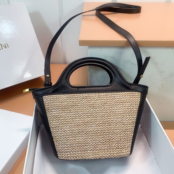 

aaasummer designer beach straw bag casual rattan wicker woven women's handbag large capacity bucket bag travel wallet8