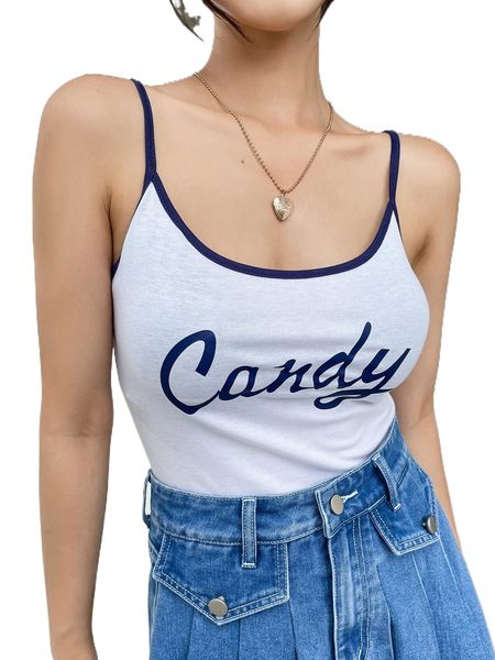 

dazy letter graphic contrast binding cami j2rb#, White