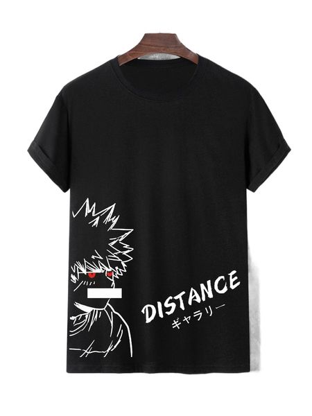 

men letter & cartoon figure graphic tee m2tx#, White;black