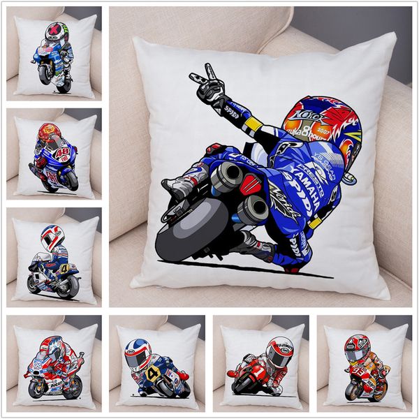 Kissenbezug Super weicher kurzer Plüsch Cartoon Sport Motorrad Kissenbezug Mobile Bike Kissenbezüge Fall für Sofa Home Fall 220623