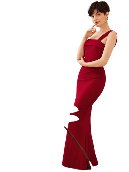 

foldover asymmetrical neck fishtail hem dress n6px#, Black;gray