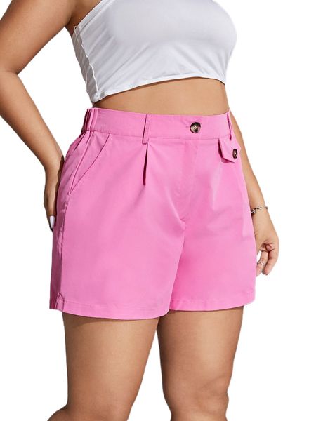 

plus high waist slant pocket straight leg shorts f4ta#, Black