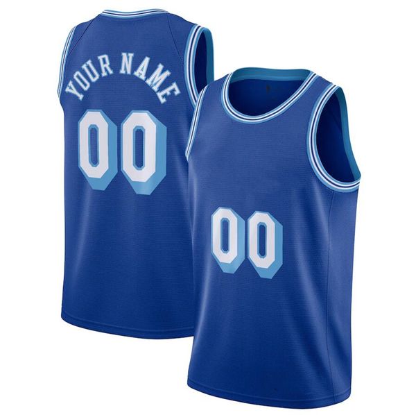 Stampato Los Angeles Personalizzato Design fai-da-te Maglie da basket Personalizzazione Uniformi della squadra Stampa Personalizzato qualsiasi nome Numero Uomo Donna Bambini Ragazzi Maglia blu