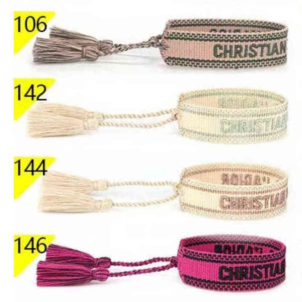 

fashion classic brand bangles bracelets luxury women men handmade signature embroidered woven tassel adjustable bracelet jewelry friendship, Black