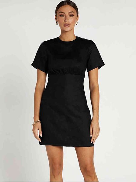 

casual dresses elegant short dress women summer fashion white patchwork slim simple solid dresses for women casual a-line basic dress 2022 n, Black;gray