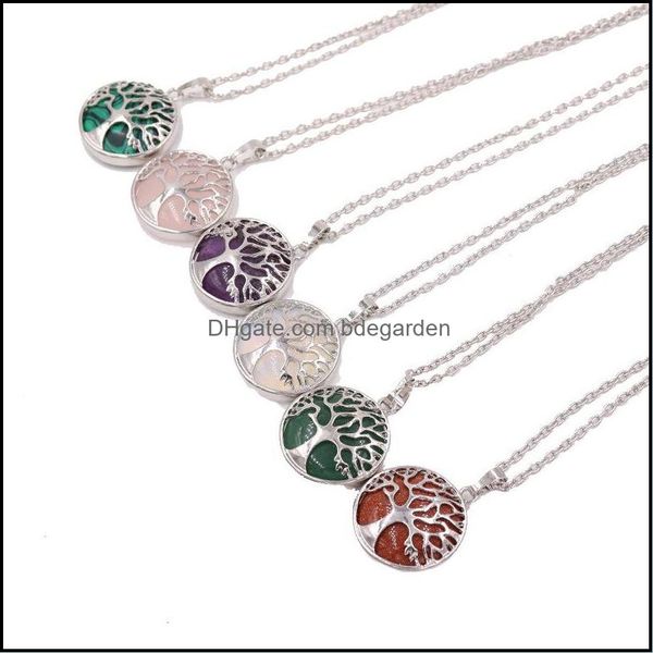 

pendant necklaces pendants jewelry couples gift colorf natural stone tiger onyx life of tree necklce with sie dh6fn, Silver