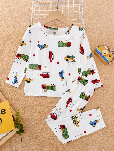

toddler boys car print pj set she, Blue;red