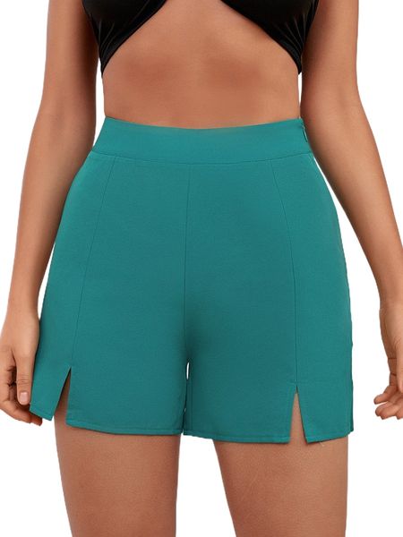 

high waist split hem shorts 41i3#, White;black