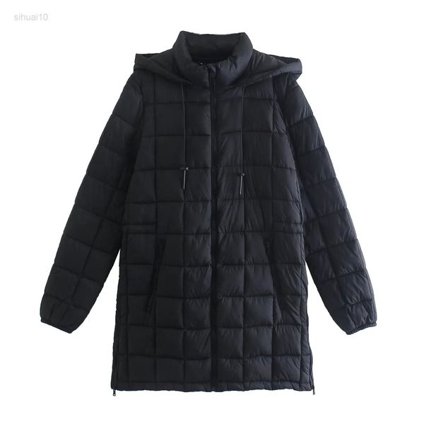 

women fashion winter warm thin jacket fashion zipper women long sleeve coat back drawstring long jacket l220725, Black