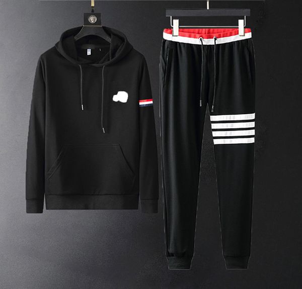 

2022 men's hoodies & sweatshirts spring autumn men's hooded patchwork sports hoodeis set fashion casual jogger pants suit men trac, Gray