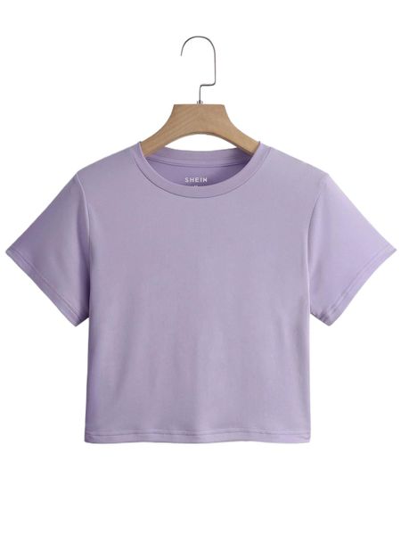 

solid short sleeve crop tee s2ea#, White