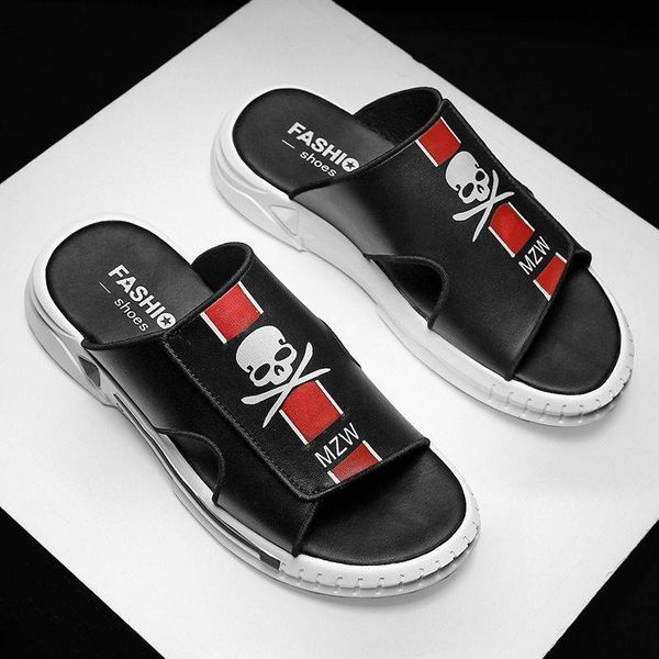 

fashion men's versatile slippers summer outdoor personality thick-soled height non-slip beach sandals feet comfortable and light 39-45, Black