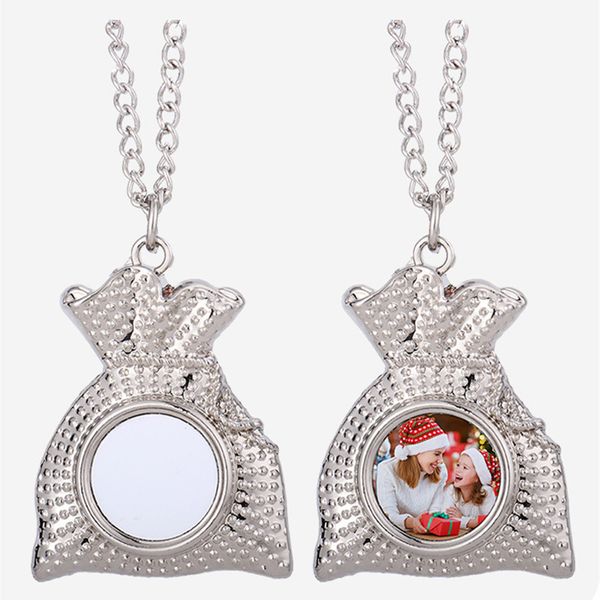 Moda fai da te Borsa di Natale sublimazione vuota mens collana collana in argento designer di gioielli donna uomo catena Photo Frame pendente per donna Pendnats collane regalo