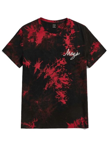 

men tie dye & letter graphic t-shirt r1g9#, White;black
