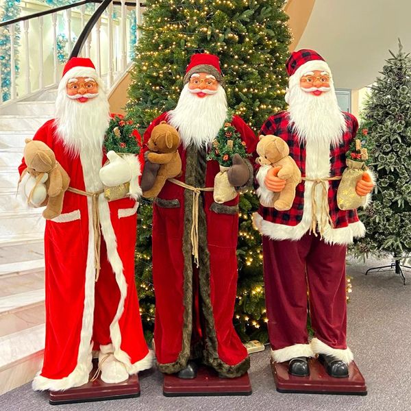 Decorações de Natal Electric Papai Noel 8 Música Controle Light Voice Shopping El Welcome Decoration Abra um Bear Clauschristmas