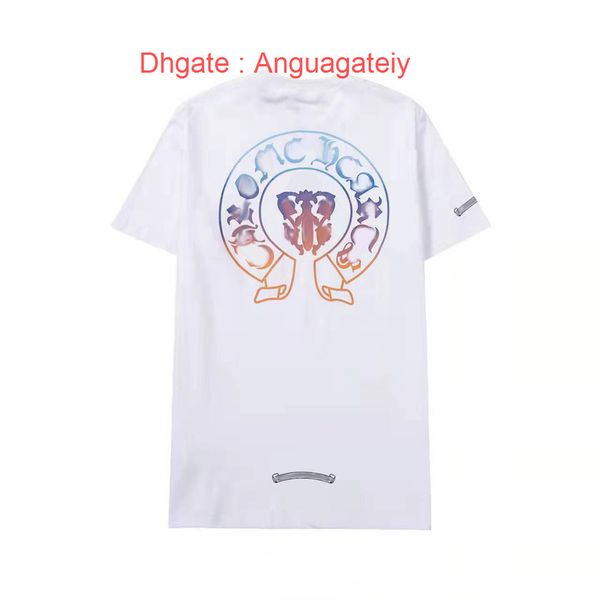 

brand summer mens t shirts horseshoe flower tees ch man cross t-shirts women shirt sanskrit letter designer fashion tshirts luxury boy hip, White;black