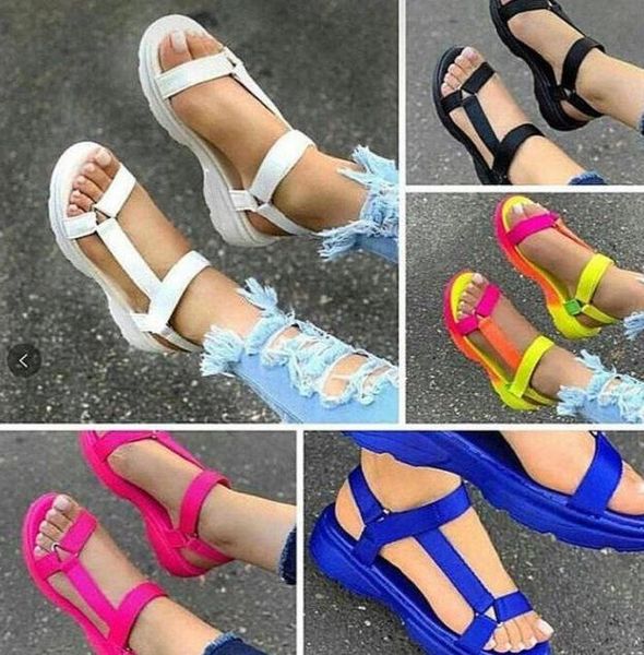 

velcro cross-strap women casual open-toe sandals and shoes elastic belt ladies flat summer platform roman sandals beach shoe large size 35-4, Black