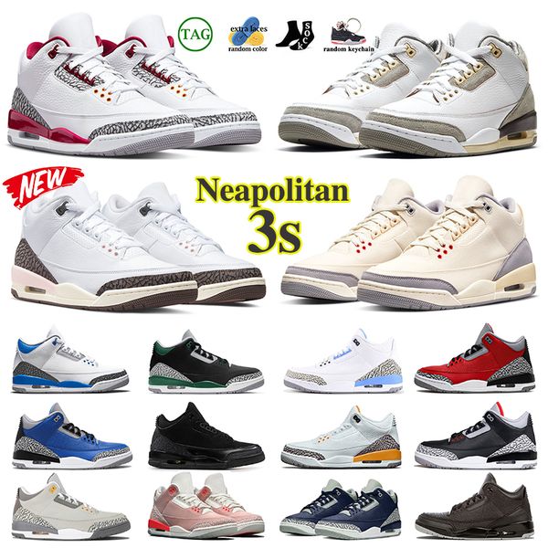 

boots 3 3s men women basketball shoes neapolitan cardinal racer blue rust pink pine green unc laser orange muslin unc mens trainers sports s, Black