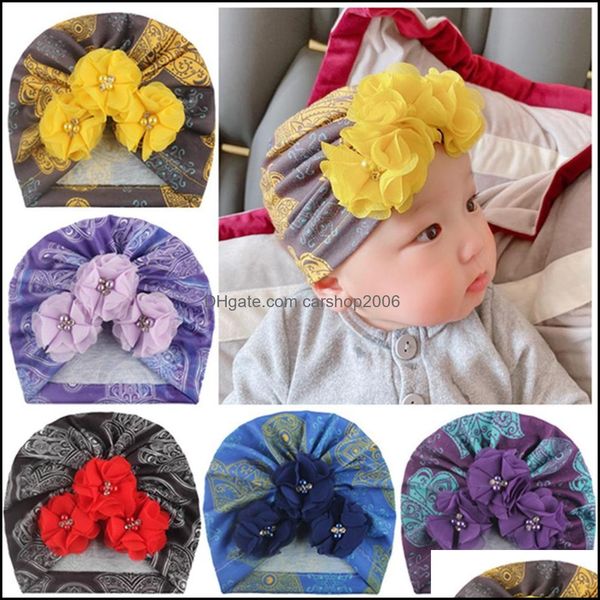 Beanie/Skl Kapaklar Şapkalar Şapkalar Eşarplar Moda Aksesuarları Güzel El Dikilen Boncuklar Çiçekler Bebek 17x18 cm Baskılı Bebek Türban Yeni