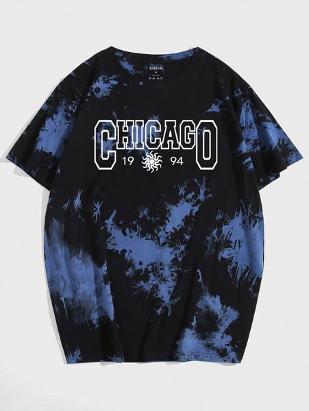 

men tie dye and letter graphic tee y9ez#, White;black