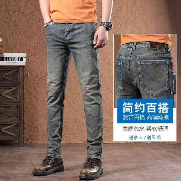

men's jeans spring thin men's jeans small foot slim fit cotton high-end trendy korean version ashtray pants 4sma, Blue