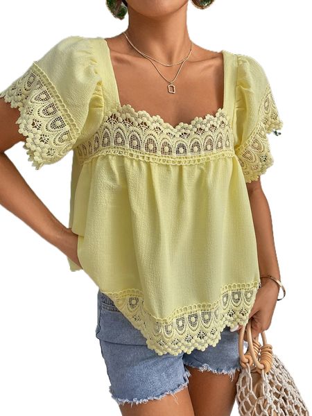 

solid guipure l.ace b.louse h46x#, White