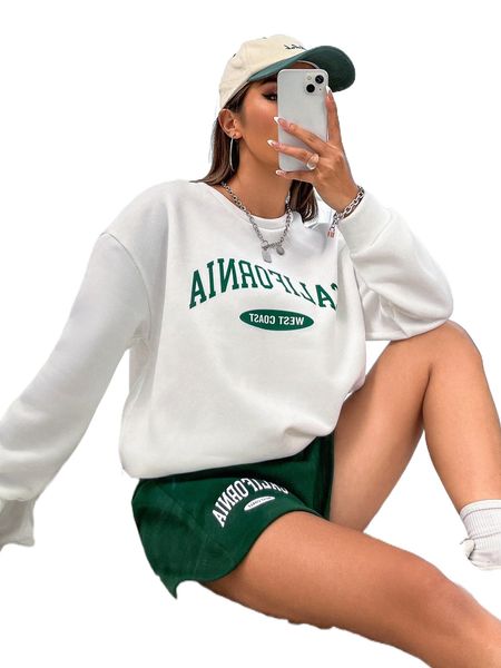 

letter graphic drop shoulder sweatshirt 06d7#, Black