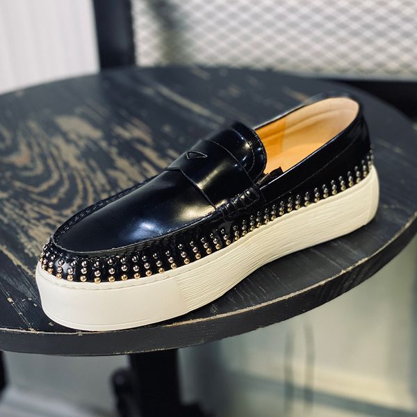 

height increasing men casual shoes thick bottom genuine leather male slip on platform loafers p25d50, Black;white
