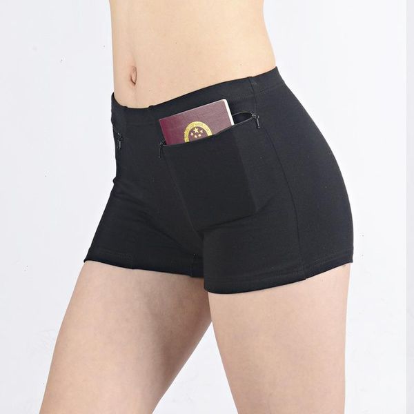 

women safety anti-theft pants panty soft shorts cotton boxer summer under skirt with pockets femme underwears, Black;pink