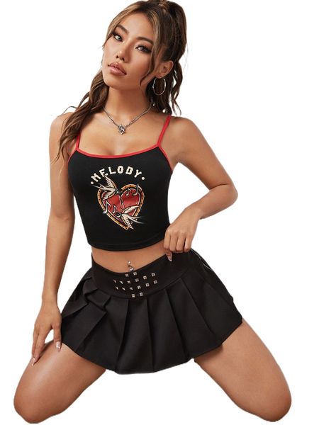 

x fabecco bird & letter graphic contrast binding crop cami z4m2#, White