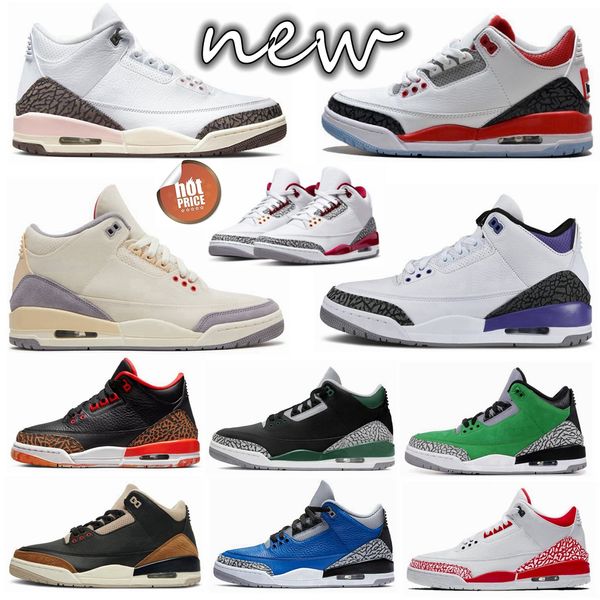 

new jumpman 3 neapolitan basketball shoes cardinal red muslin racer blue pine green white cement black dark iris desert elephant unc trainer
