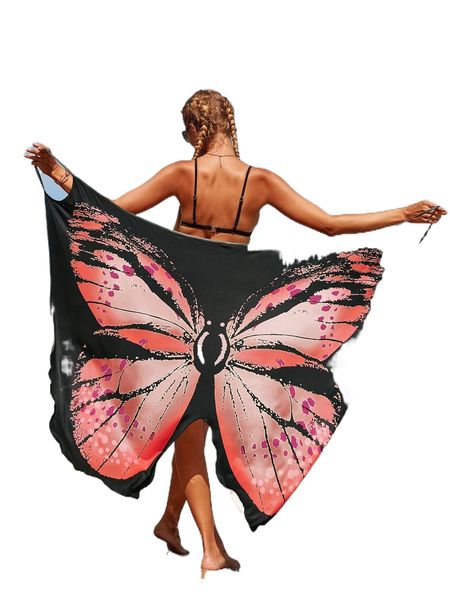 

butterfly pattern cover up v4qn#, White;black