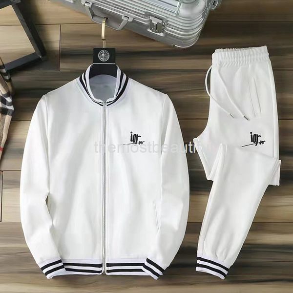 

men's tracksuits roman cotton casual sportswear set men's autumn d home fashion two-piece large european, Gray