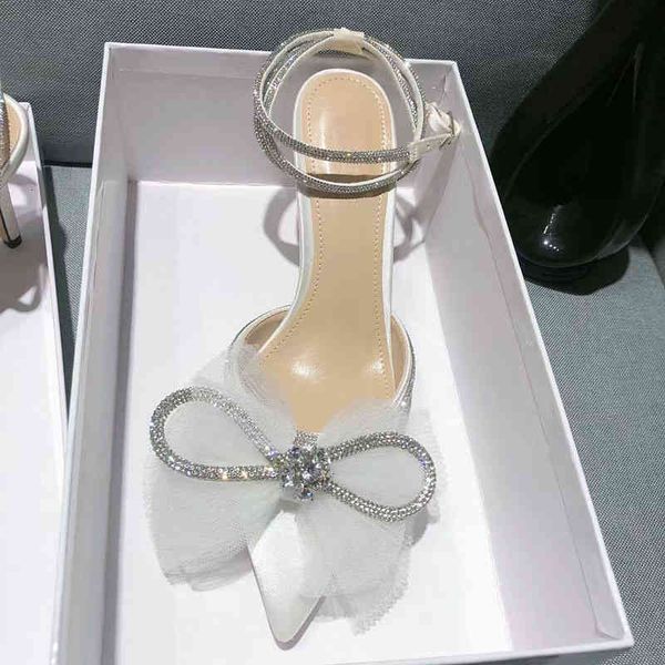

sandals crystal women's shoes mesh bow high heels white black