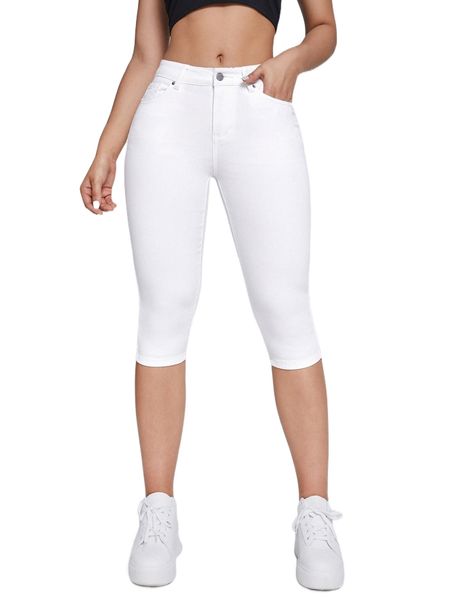 

zip fly capri skinny jeans b6i3#, Blue
