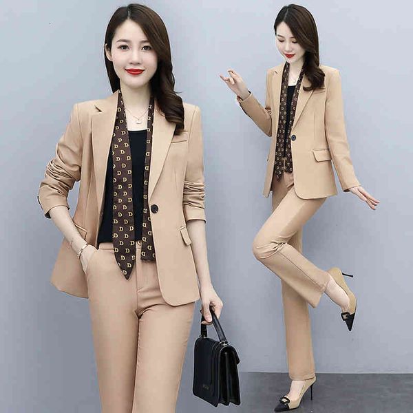 

women's two piece pants business suit women's spring 2022 trend slim straight pants mother's commuting two-piece fashion 15qr, White